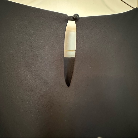 T Fe Vtg. Stunning Polyester Three Tiered Side Tie Long Sheer Sleeve Dress Sz 16 - Picture 9 of 16